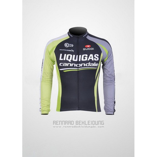 2011 Fahrradbekleidung Liquigas Cannondale Shwarz und Grun Trikot Langarm und Tragerhose